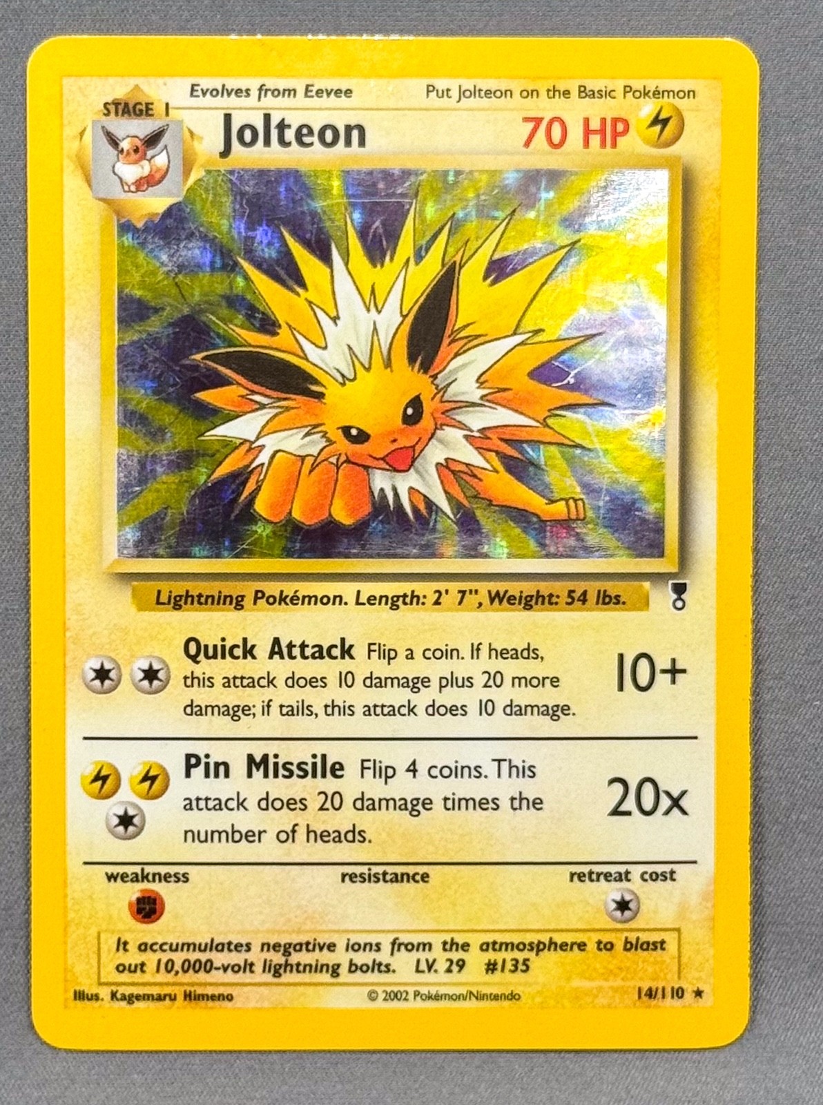 MP Jolteon 14/110 Holo Rare Legendary Collection Pokemon 2002 Kagemaru Himeno