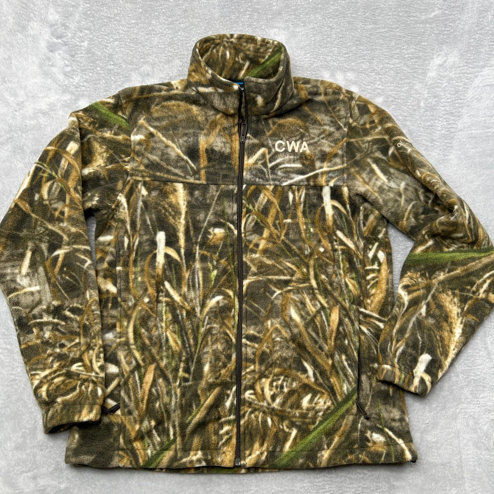 Columbia PHG Marsh Camo Fleece Jacket Size M Brown Mens Hunting Full Zip CWA