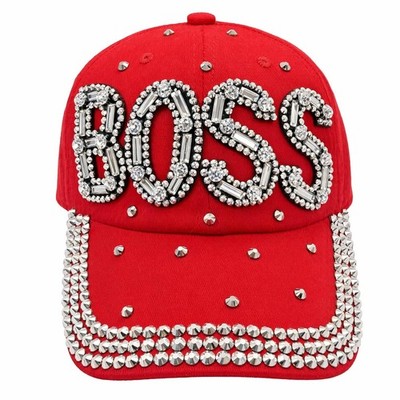 Popfizzy Bling Red Boss Baseball Cap for Women, Best Boss Gifts for Women