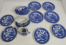 Vintage Japan Blue Willow Child's 12 Piece Porcelain Dishes