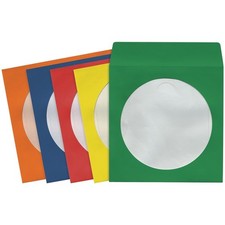 MAXELL 190132 - CD403 CD/DVD Paper Storage Sleeves, Assorted Colors 100 Pack 