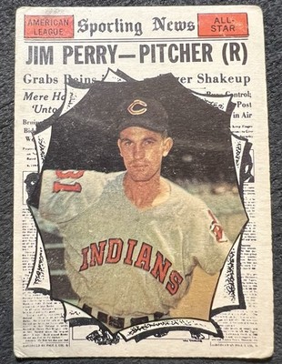 1961 TOPPS AL SPORTING NEWS ALL-STAR JIM PERRY (CLEVELAND INDIANS) HIGH #584 VG-