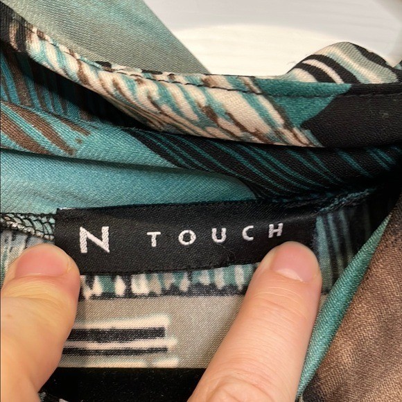 N Touch Womens Abstract Patchwork Top Size L Y2K … - image 2