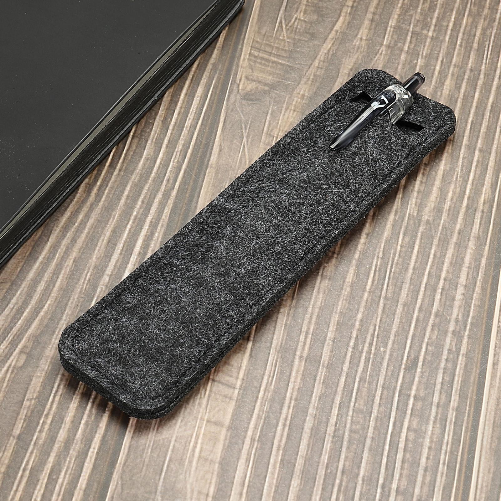 4Pcs Felt Pencil Case Mini Pen Pocket Protector Sleeve Pouch Holder, Dark Gray