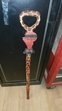 African Walking Stick Wooden Cane, Hand Carved, Painted Giraffe Design, 36-inch