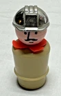 Vintage Fisher Price Little People Construction Worker Tan Body Silver Hard Hat