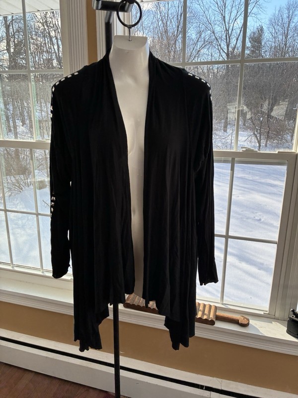 NEW Dots Black knit open front tunic Plus sz 2X Metal Rivet