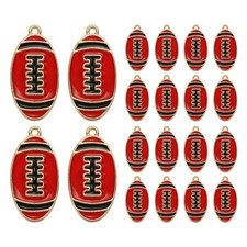 20 Pcs Football Charm for Jewelry Pendant for Sports, Red Tone Black