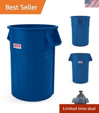 Trash Can 44 Gallon Waste Bin Commercial Utility Container with Handles Blue