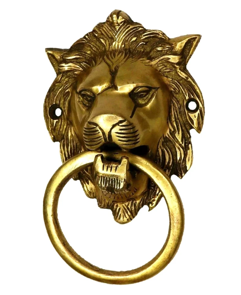 Lion Shape Victorian Style Handmade Brass Door Knocker Home Office Decor Figure - image 2 of 4