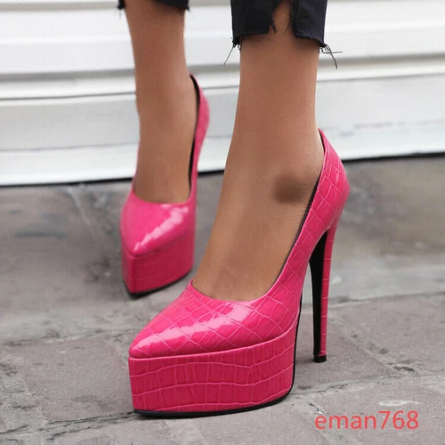 Fashion Women Platform High Heels Pumps PARTY Dress Shoes Stiletto Big Size 5-16 - Picture 2 of 23