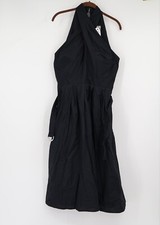 NWT Scoop Women's Halter Neck Keyhole Midi Dress - Medium 8-10 Solid Black