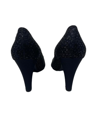 Chanel Shoes Pointed Toe Pumps G33085 Gabrielle Coco Black Tweed Size 41 - Picture 5 of 7