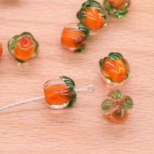 35pcs Fruit Handmade Lampwork Glass Beads Persimmon Crystal Loose Beads for DIY