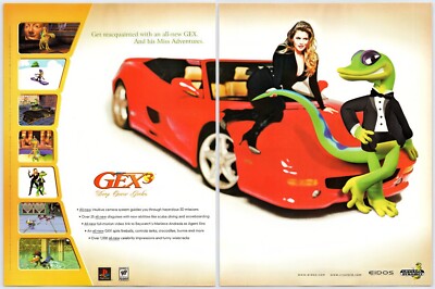 Vintage Print Ad 1999 Gex 3 Deep Cover PS1 PlayStation Original Promo Poster Art
