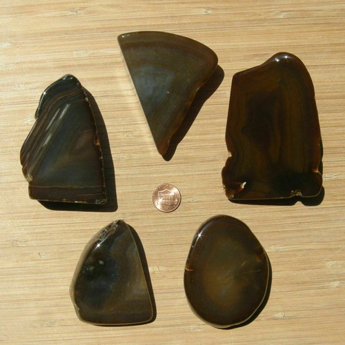 5 Achat Geode Display Steine geschliffen poliert Steine braun gebändert Kristall 1,75 Pfund Posten - Bild 4 von 5