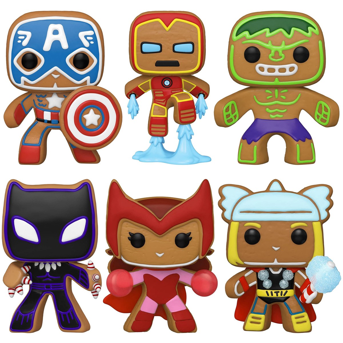 Funko Pop Lot Bundle of 6 Marvel Gingerbread - Captain