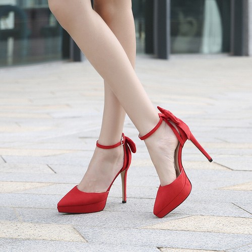 Decolté donna tacco slim 12cm con cinturino numero da 35 a 46 casual elegante - Picture 9 of 10