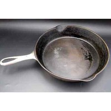 Antique "WAGNER" Cast Iron Skillet  8 Arched Logo Heat Ring Nickel Plated