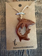 Hawaiian Koa Wood Shark / Mano Necklace - Hand Carved Genuine Koa, Polynesian
