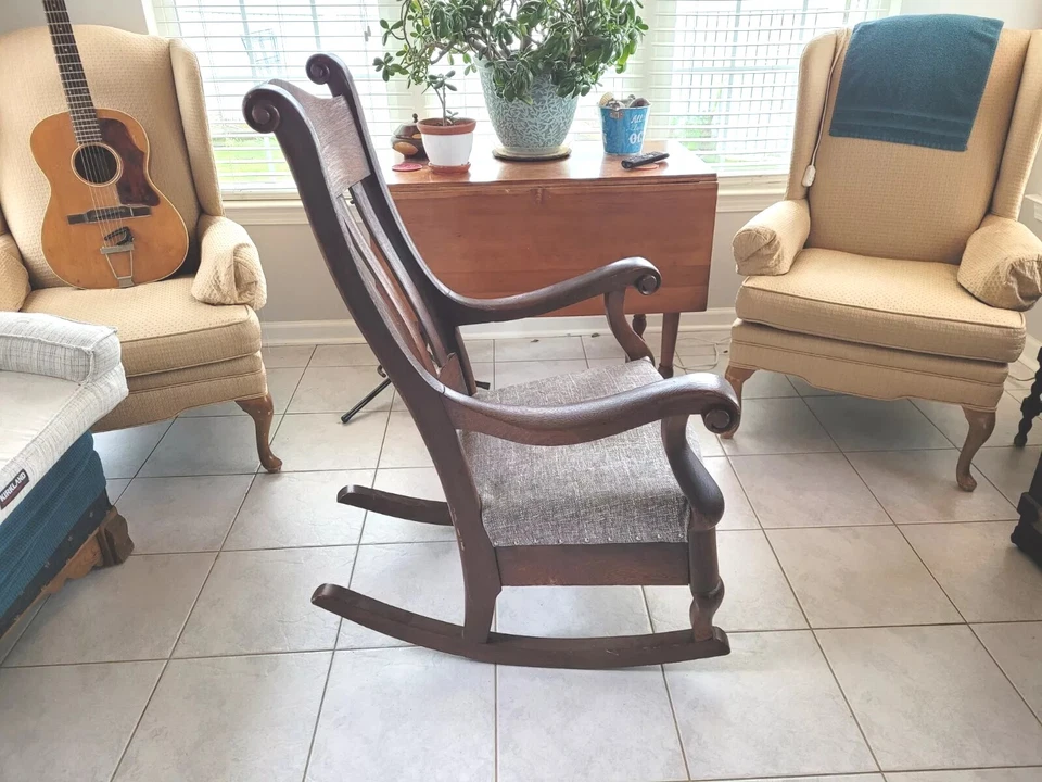Mecedora Antigua Roble Victoriano Boston Rocker Rara Increíble De Gran Tamaño Foto 4 de 4