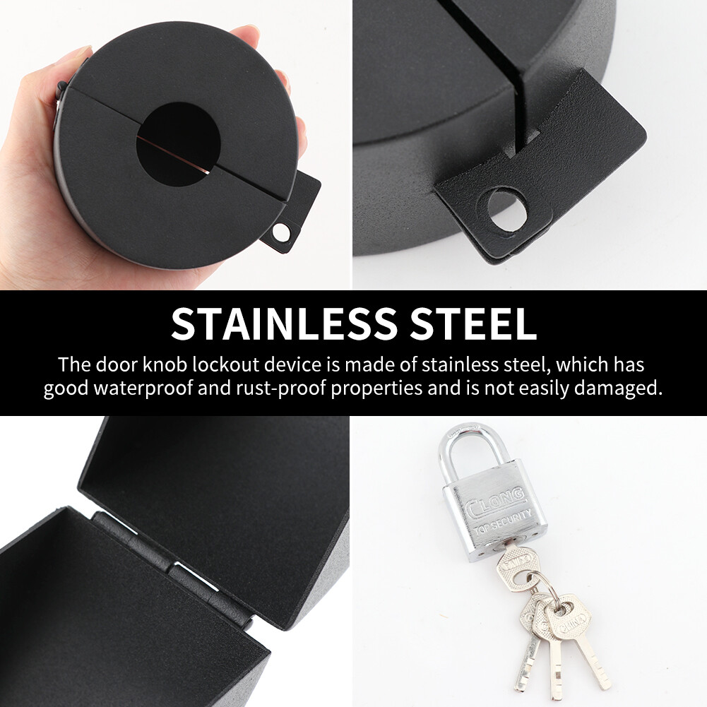 For Dementia Patient Black Door Knob Lockout Device With Padlock