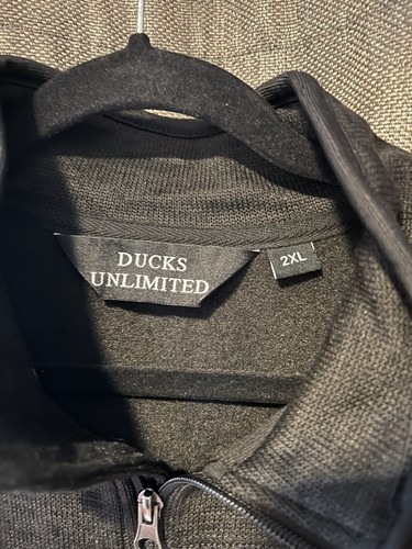 Ducks Unlimited Vest Mens XXL Black Full Zip Hunting Fishing Camp Knit Warm - Picture 4 of 4