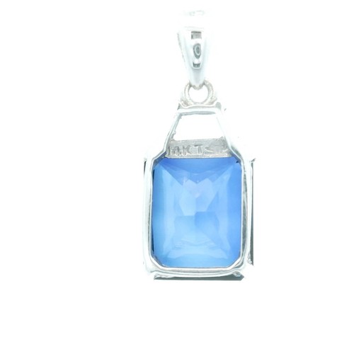 14K White Gold Synthetic Blue & White Sapphire Pendant MSRP $875 - Picture 4 of 9