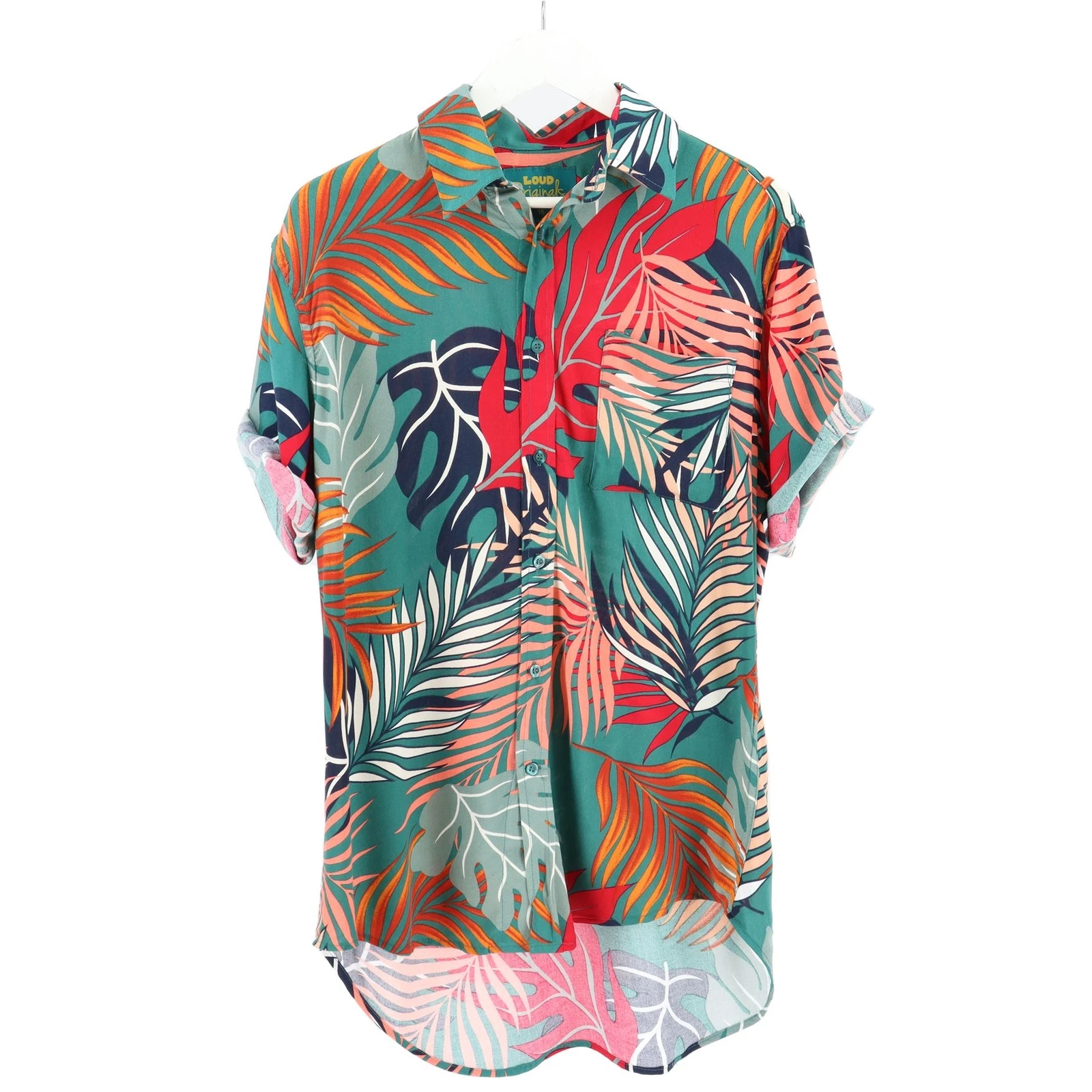 Regular Fit Short Sleeve Shirt Loud Originals Floral Tropical Green Mens