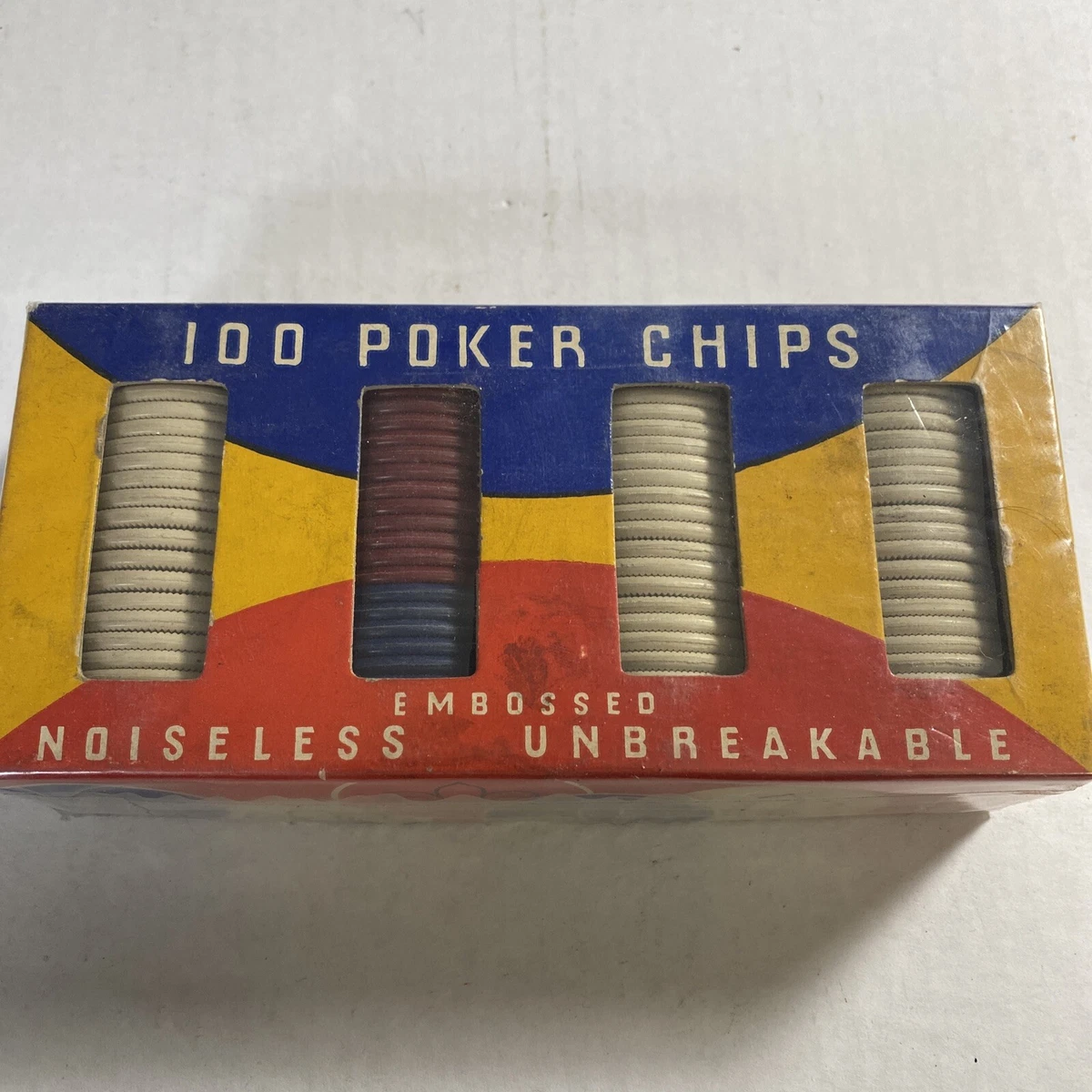VINTAGE POKER CHIPS, X 100 Count, Diameter, Red White Blue,, 53 OFF