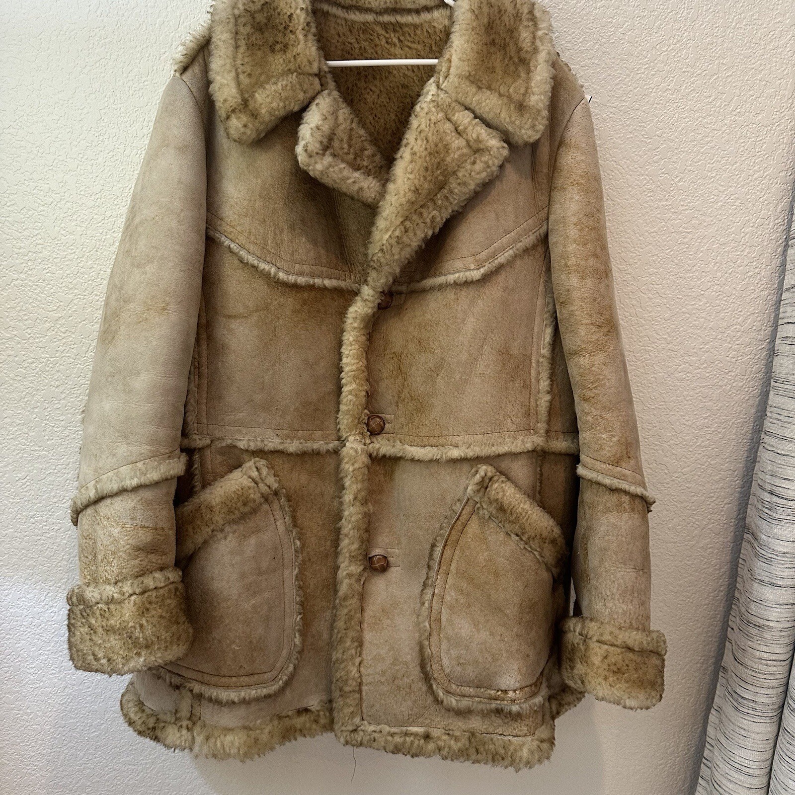 Vintage Men’s Sheepskin Shearling Rancher Jacket Wilson’s Leather Size