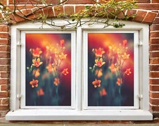 3D Red Flower O2300 Window Film Print Sticker Cling Stained Glass UV Block Fa