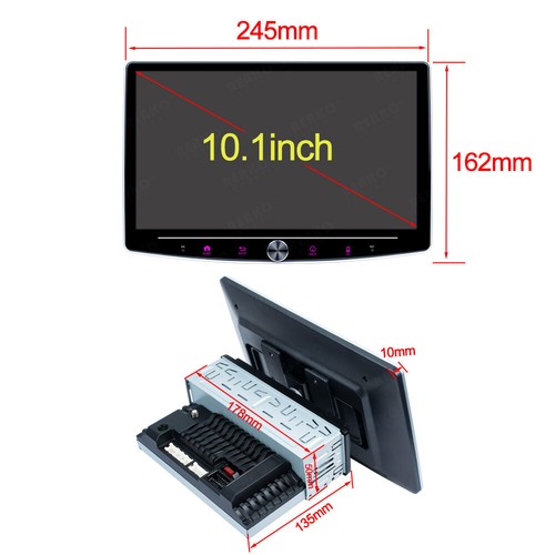 10.1" Rotatable Screen Carplay Android 13 Single 1 Din Car Stereo Radio GPS WIFI - Picture 2 of 16