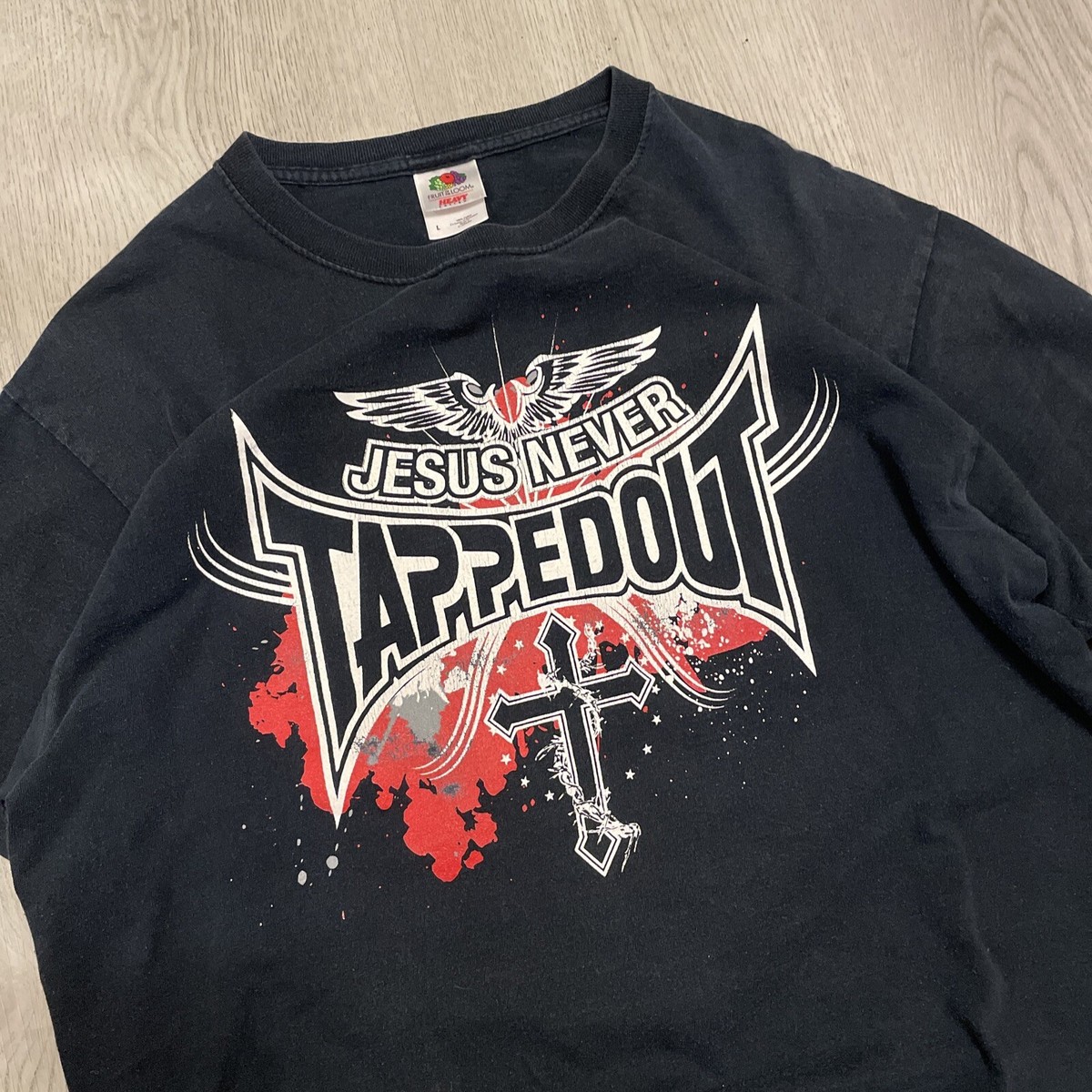 Rare Vintage Tapout Jesus T Shirt Early 2000s Y2K Parody Black