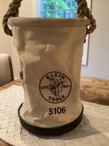 KLEIN TOOLS #5106 Lineman’s Heavy Duty Canvas Utility Bucket Tool Bag VINTAGE - Picture 2 of 8
