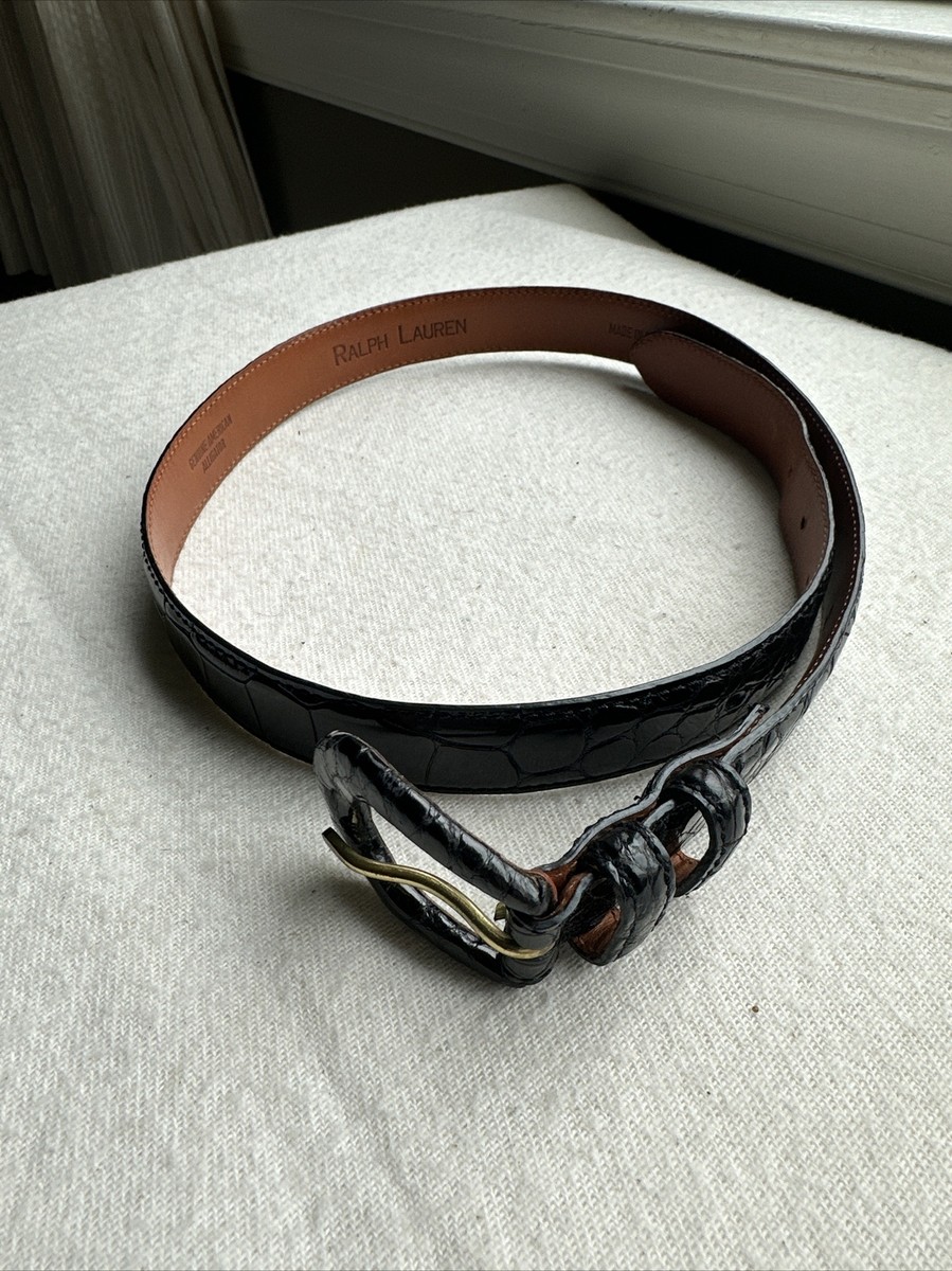Ralph Lauren Black Genuine American Alligator Belt Made In 