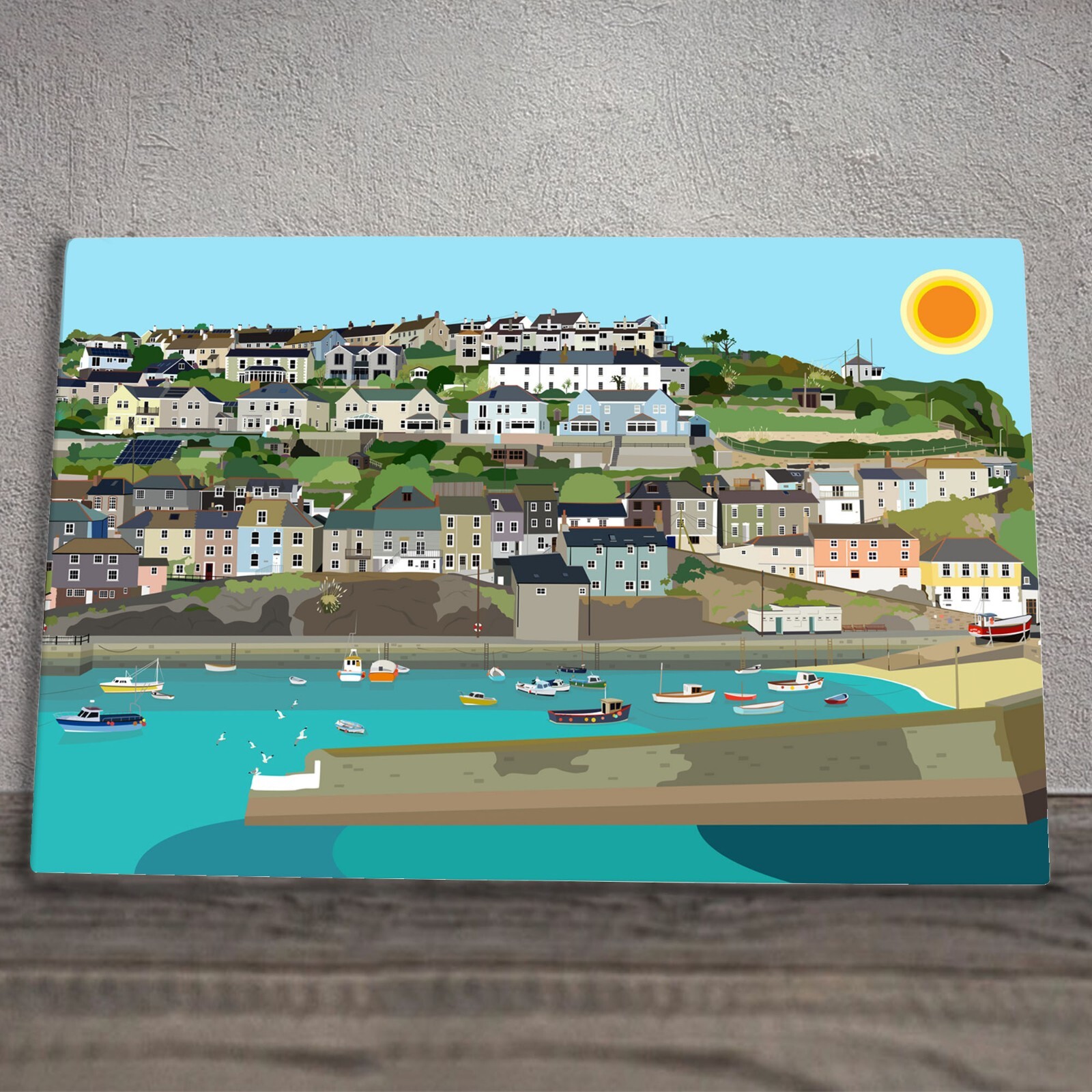 Mevagissey 1 Ceramic Tile Plaque Sign Nautical Harbour Wall Art By Kate Pearson