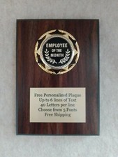 Employee of the Month Award Plaque 5x7 Trophy FREE Personalization - Blk  Gold
