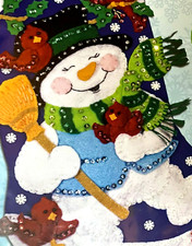 16" Design Works "Cardinals"  Snowman Christmas Stocking Kit 5003 Felt Sequins
