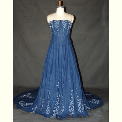 Forever In Blue Jeans, Denim Western Wedding Corset Wedding Dress