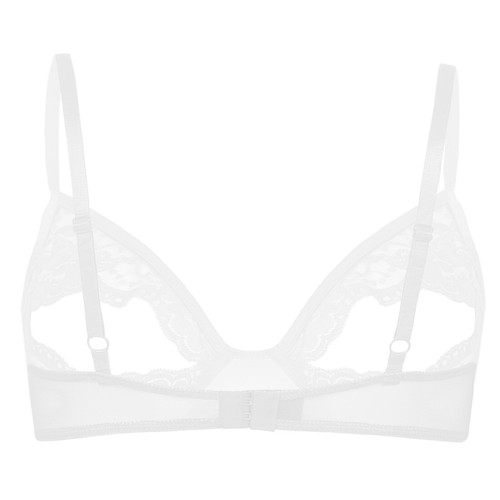Women Lingerie Soft Sheer Lace Floral Nipple Split Bralette Unlined Bra Tops - 第 27/91 張圖片