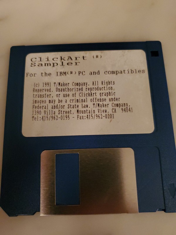 ClickArt Sampler 3.5" disk for IBM PC and compatibles, 1991 T Maker
