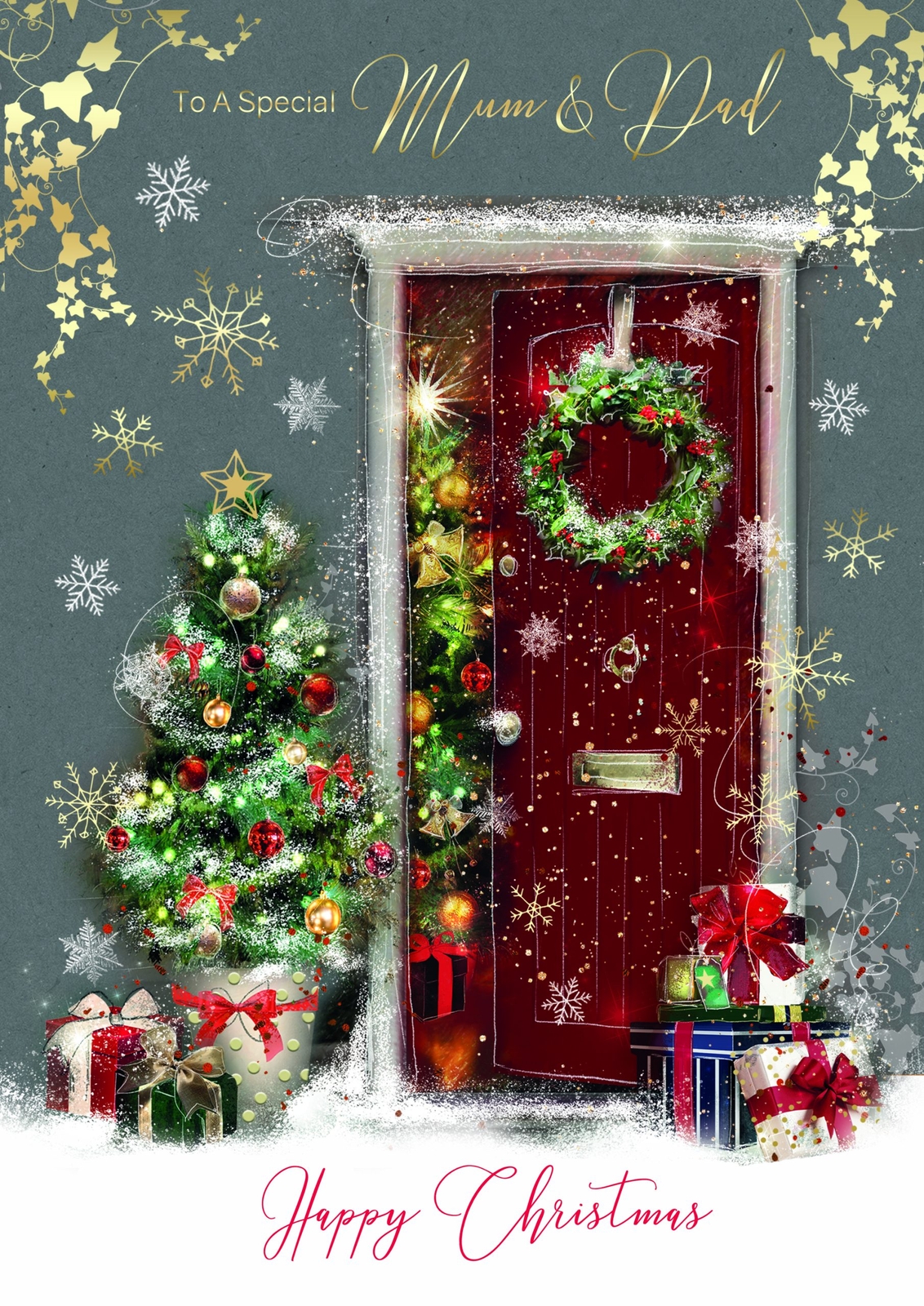 Christmas Card Mum & Dad - Foil Finish Cherry Orchard 173 x 247 mm