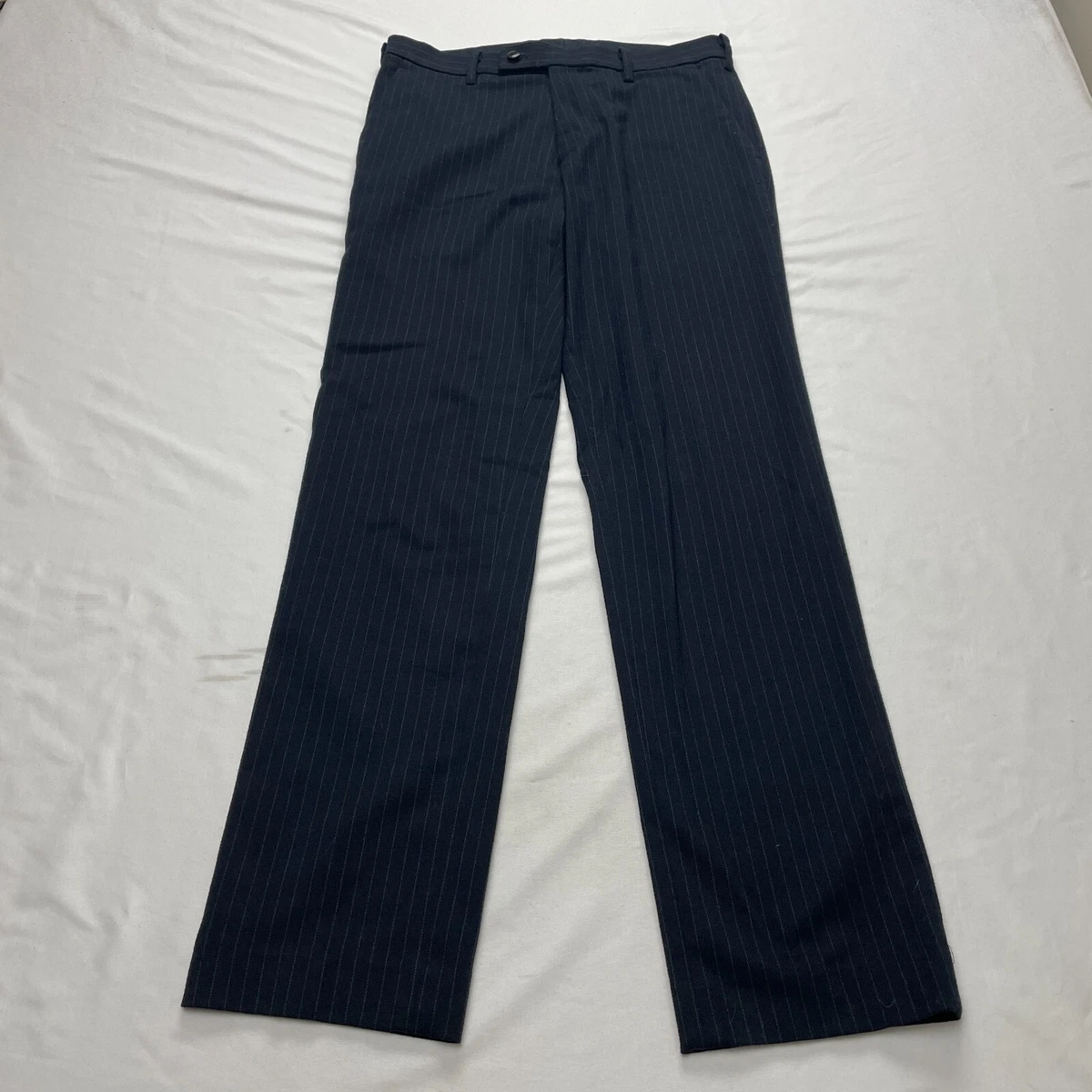 Uniqlo Dress Pants Womens 30x30.5 Navy Blue Pinstripe Heat Tech Straight  Work