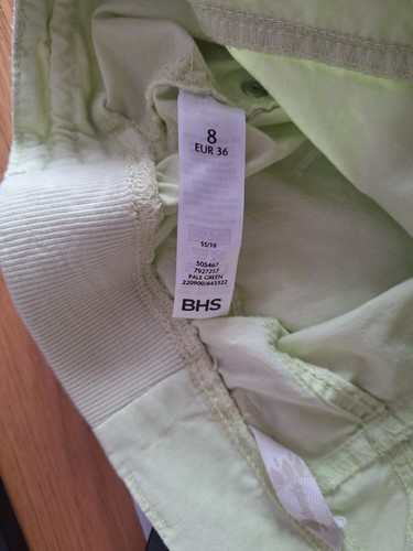 Ladies BHS Lime Green Elastic Waist Crop Leg Trousers With Pockets Size 8 - Picture 5 of 5