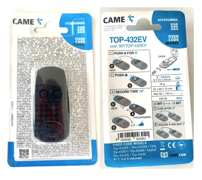 CAME REMOTE CONTROL BLACK 432EE GATE BARRIER TRANSMITTIER KEY FOB ZAPPERS X 20 - Image 3 of 4