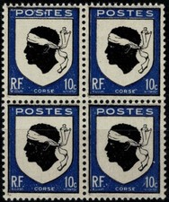 FRANCE 1946 ARMOIRIES CORSE Bloc X 4   YT n° 755 Neuf ★★ luxe / MNH