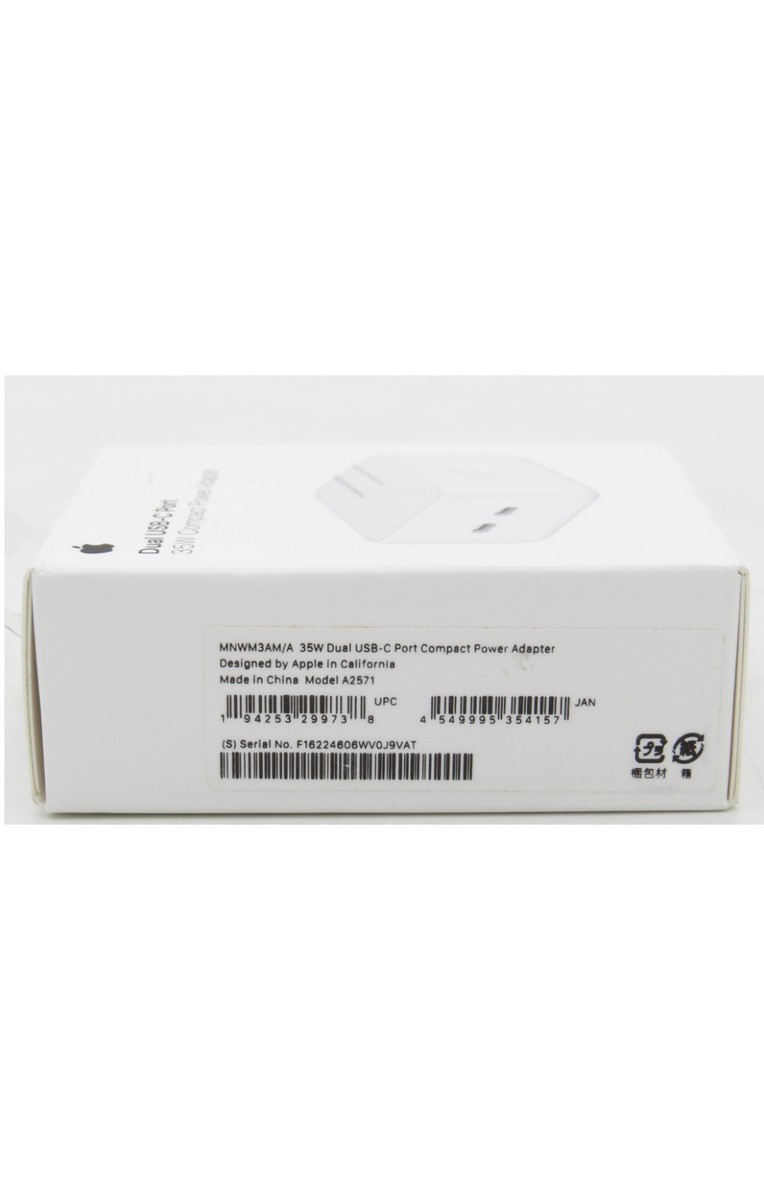 Genuine Apple 35W Dual USB-C Port Compact Wall Power Adapter