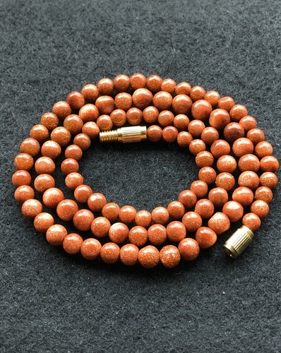 Vintage Sparkly Goldstone Shimmery Beaded Necklace Gift Wrapped - Picture 2 of 9