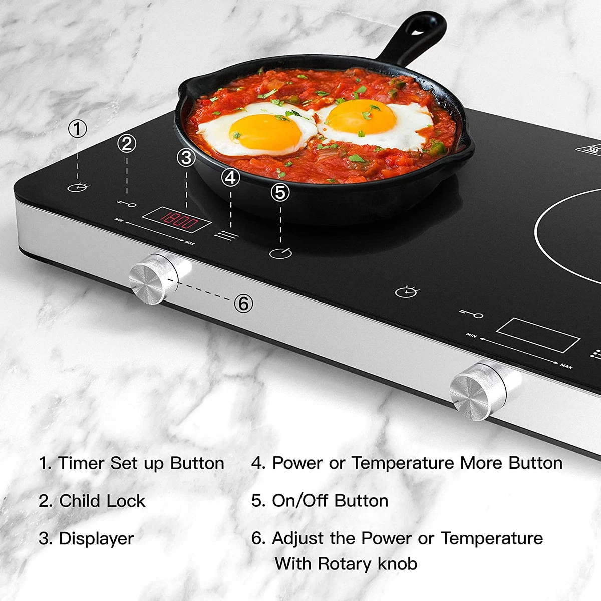 Double Induction Cooktop Burner 1800w 2 burner Induction Cooker